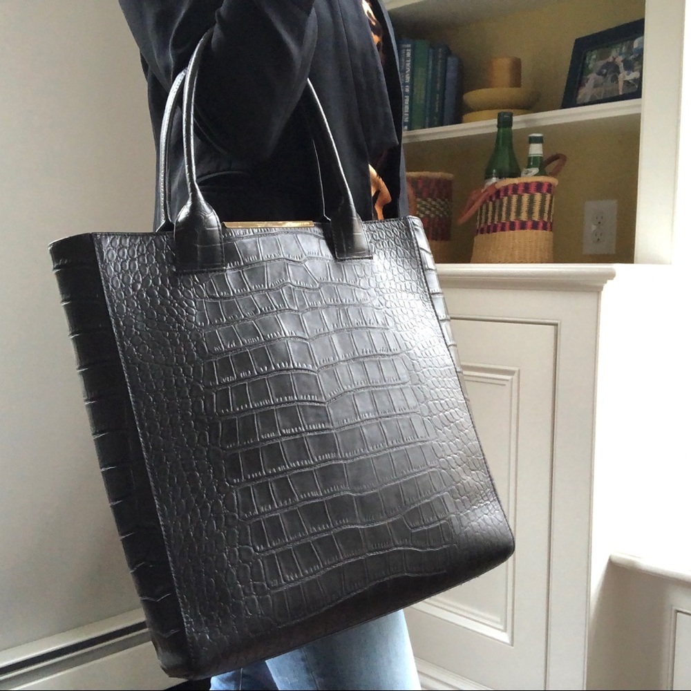 BCBG Croc Embossed Leather Bag